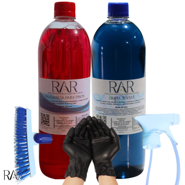Combo Limpia Pisos Profesional – Limpia Juntas, Fragancia, Cepillo, Atomizador y Guantes